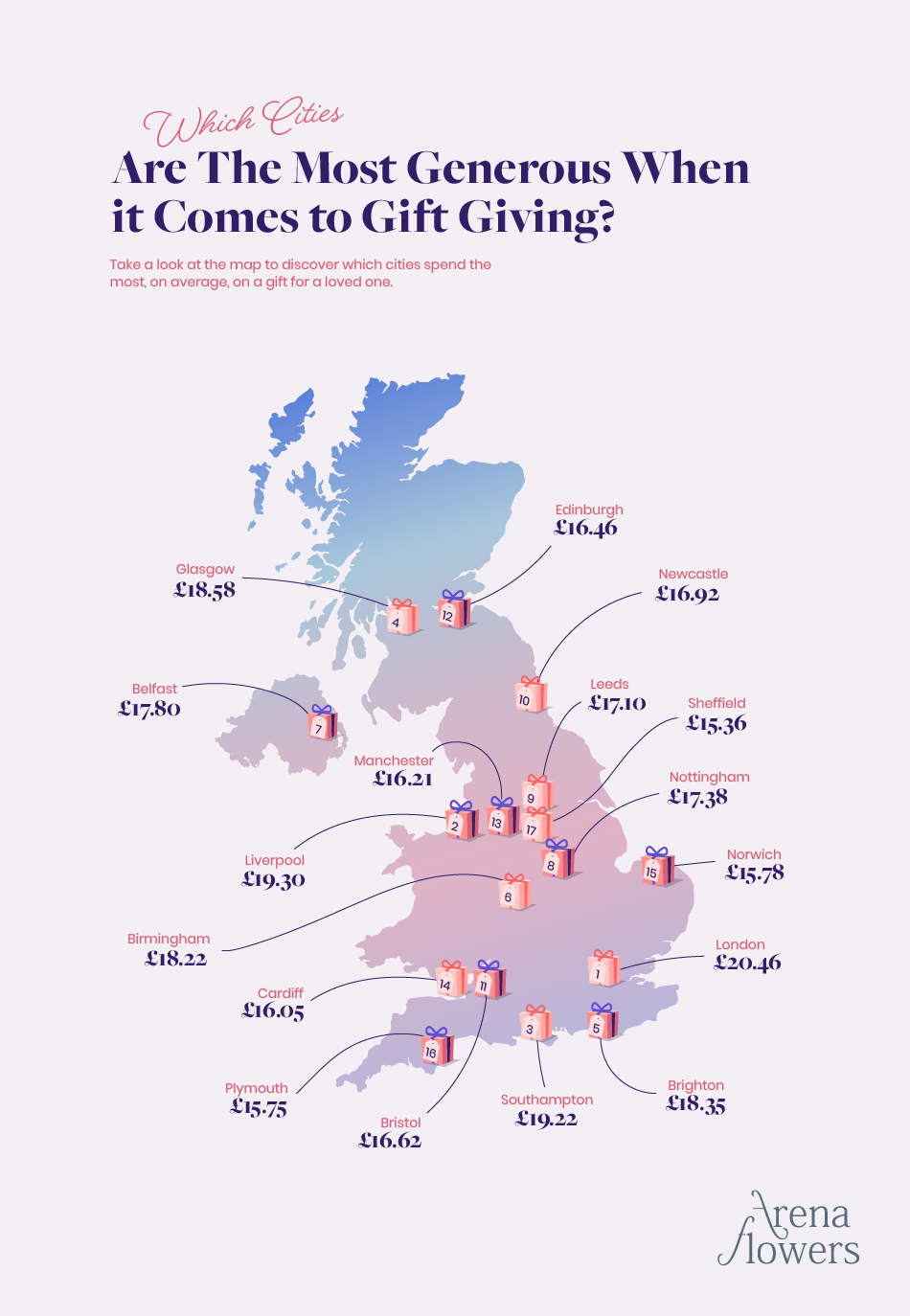 map showing spending habits by city